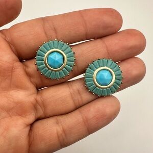 RARE - Kendra Scott LUXE 2013 LUXE Collection - Kathleen Studs in Turquoise Gold